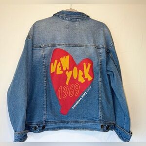 NWT PRIDE QUEER ARTIST NEW YORK STONEWALL 1969 HEART DENIM JACKET SZ XL